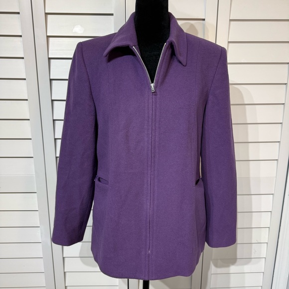 Harve Benard Jackets & Blazers - Vintage Harvé Benard Petite Purple Wool Cashmere Blend Zip Jacket Size 4P